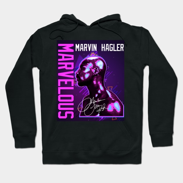 Marvelous Marvin Hagler Boxing Legend Signature Vintage Retro 80s 90s Bootleg Rap Style Hoodie by CarDE